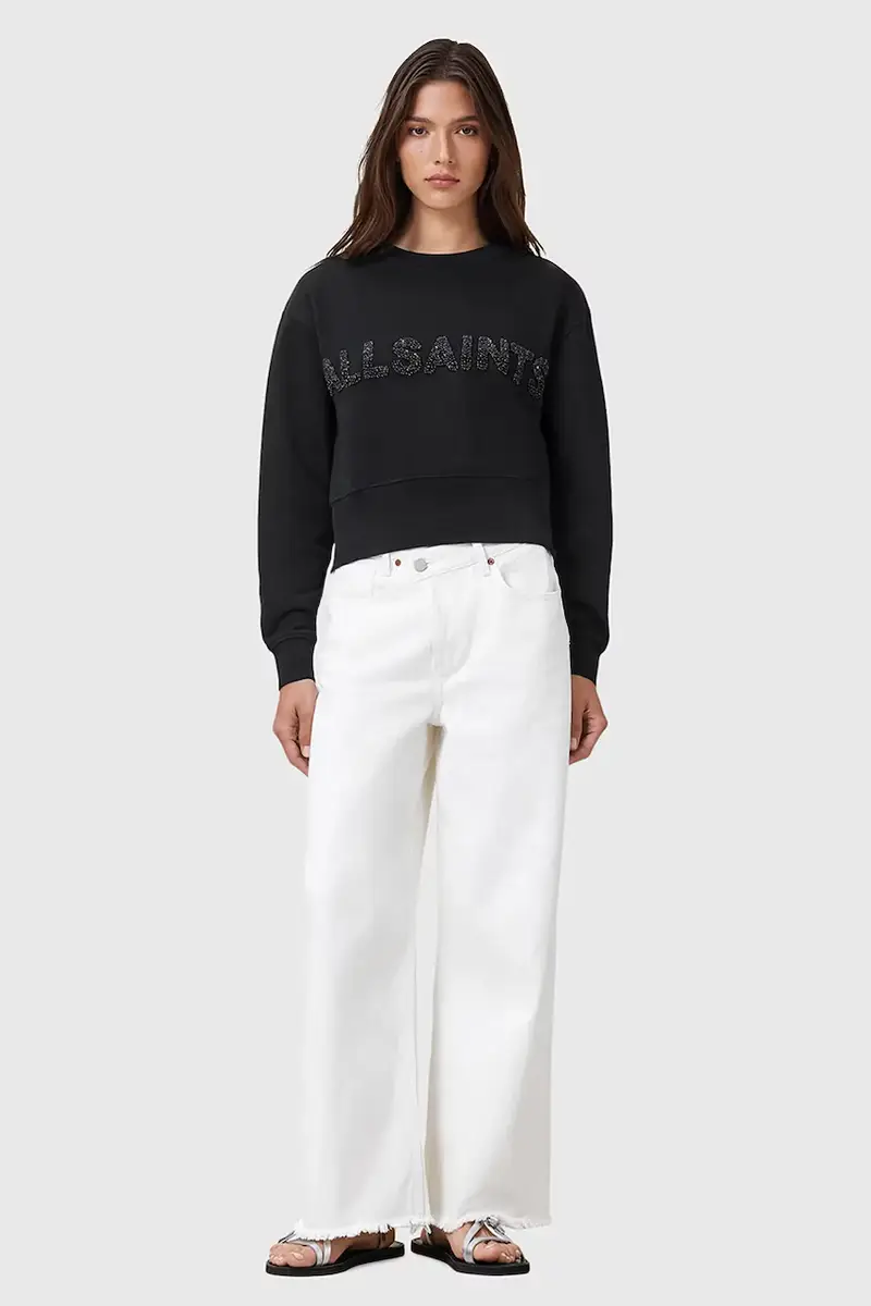 felpa in cotone SEPARO donna colore nero con applicazione W215JC miniatura 5