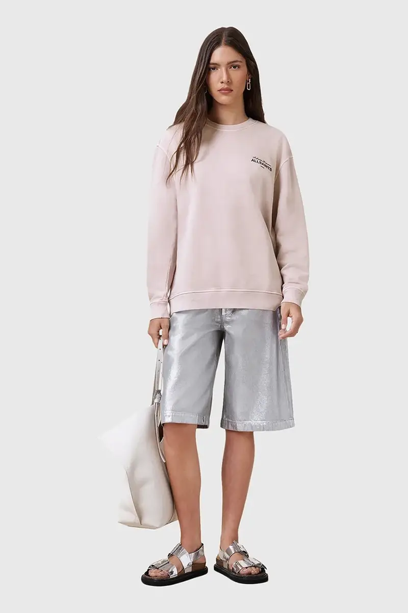 felpa in cotone SOLEIL donna colore grigio W222JC Rosa miniatura 5