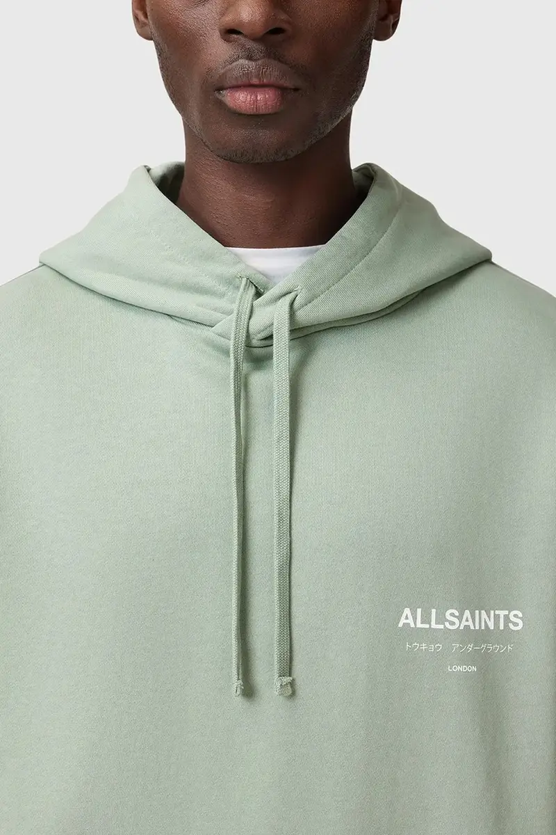 felpa in cotone UNDERGROUND uomo colore verde con cappuccio M034NB miniatura 4