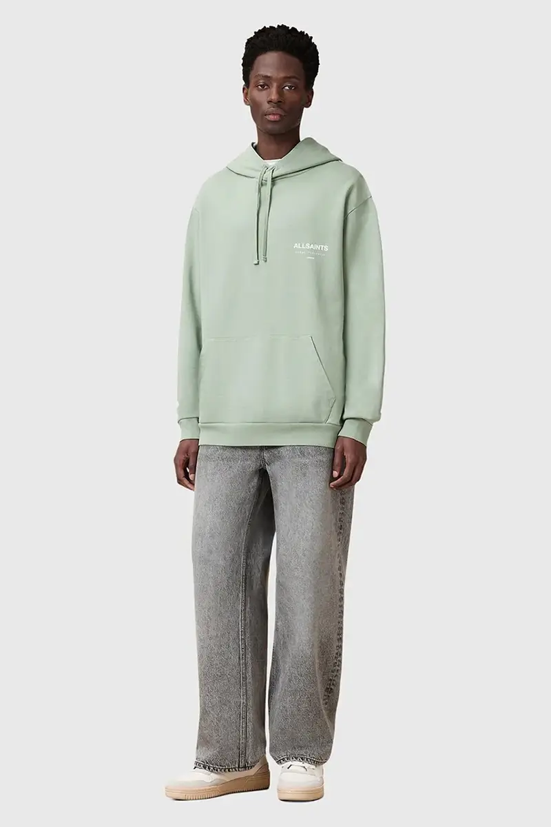 felpa in cotone UNDERGROUND uomo colore verde con cappuccio M034NB miniatura 5