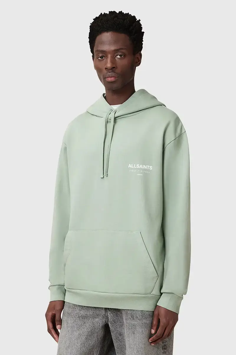 felpa in cotone UNDERGROUND uomo colore verde con cappuccio M034NB