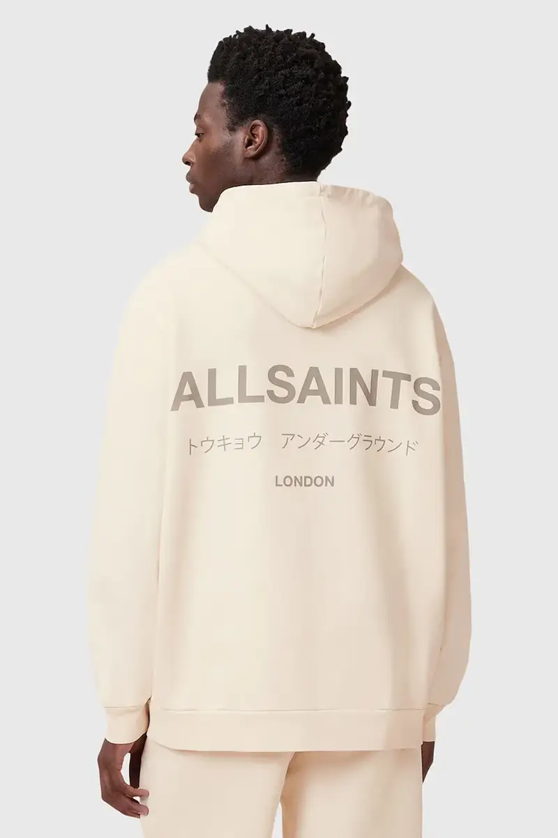 felpa in cotone UNDERGROUND uomo colore verde con cappuccio M034NB Beige miniatura 2