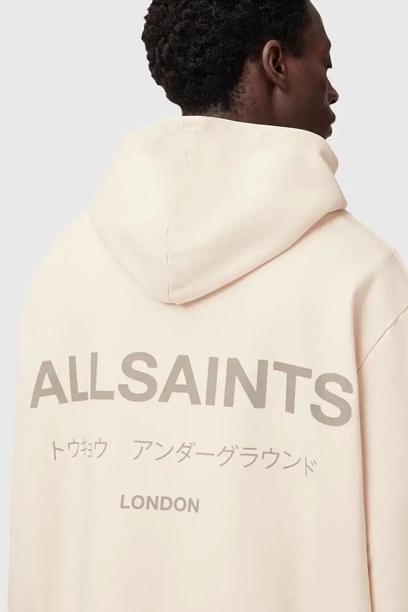 felpa in cotone UNDERGROUND uomo colore verde con cappuccio M034NB Beige miniatura 3