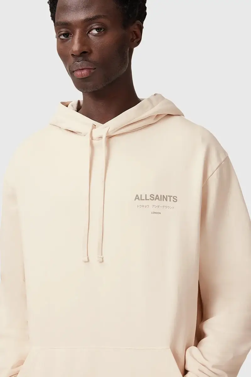 felpa in cotone UNDERGROUND uomo colore verde con cappuccio M034NB Beige miniatura 4