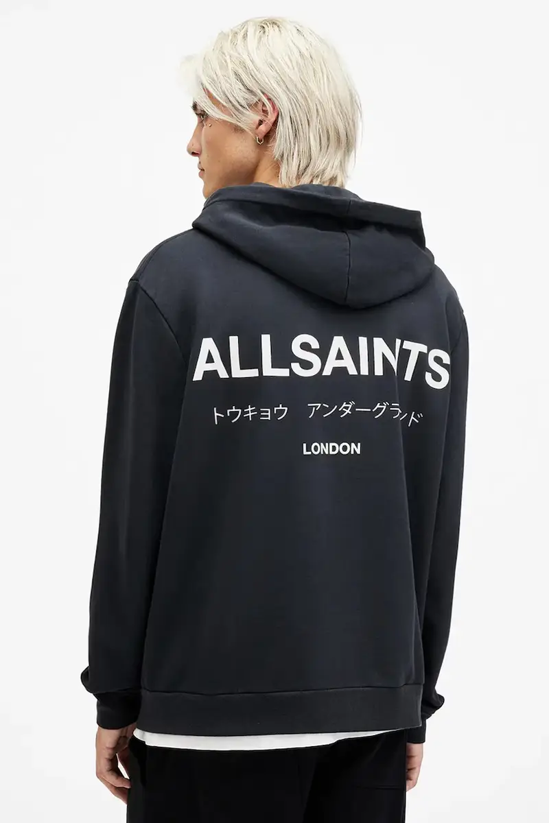 felpa in cotone UNDERGROUND uomo colore verde con cappuccio M034NB Blu navy miniatura 2