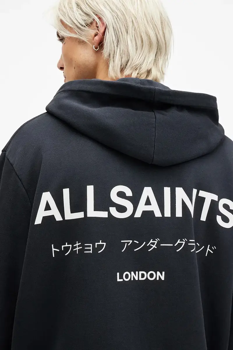 felpa in cotone UNDERGROUND uomo colore verde con cappuccio M034NB Blu navy miniatura 3