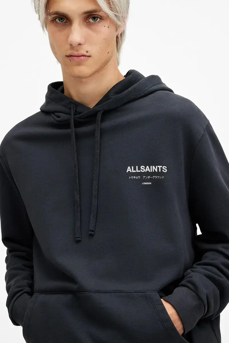 felpa in cotone UNDERGROUND uomo colore verde con cappuccio M034NB Blu navy miniatura 4