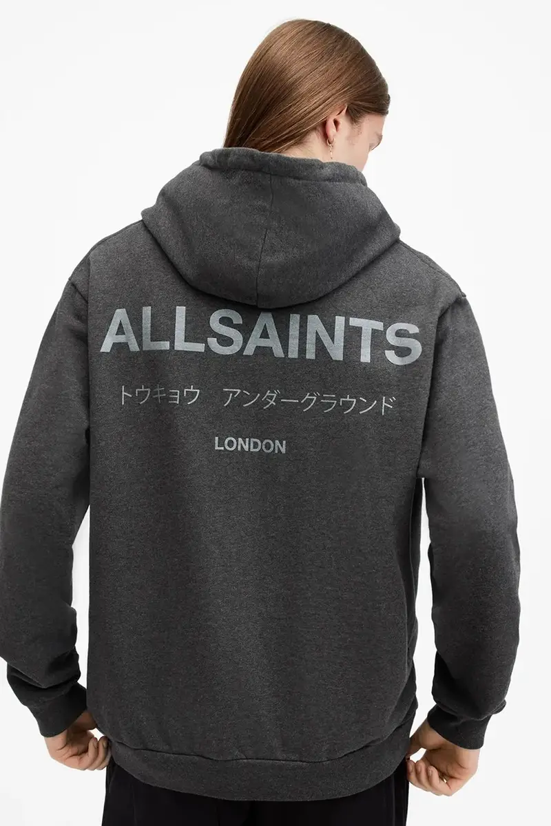 felpa in cotone UNDERGROUND uomo colore verde con cappuccio M034NB Grigio miniatura 2