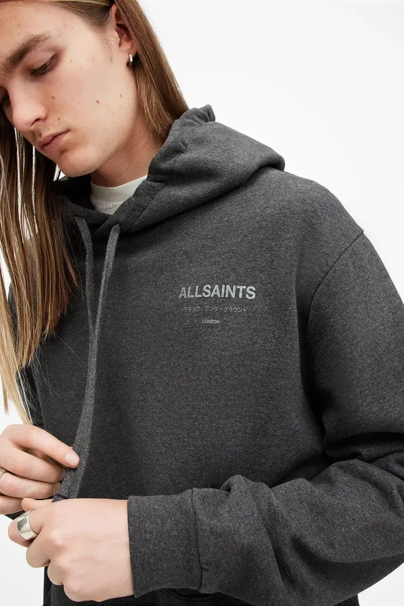 felpa in cotone UNDERGROUND uomo colore verde con cappuccio M034NB Grigio miniatura 4