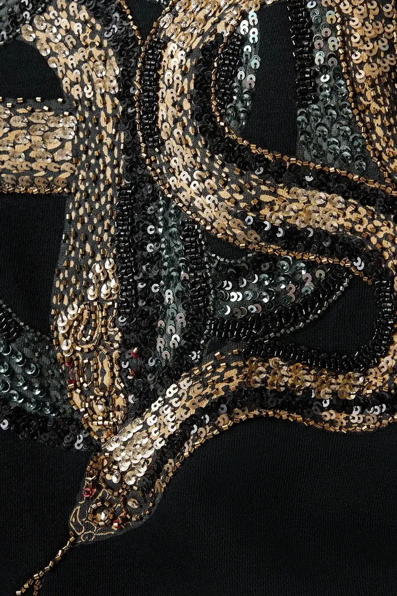 felpa SLITHA donna colore nero con applicazione W045JC miniatura 3