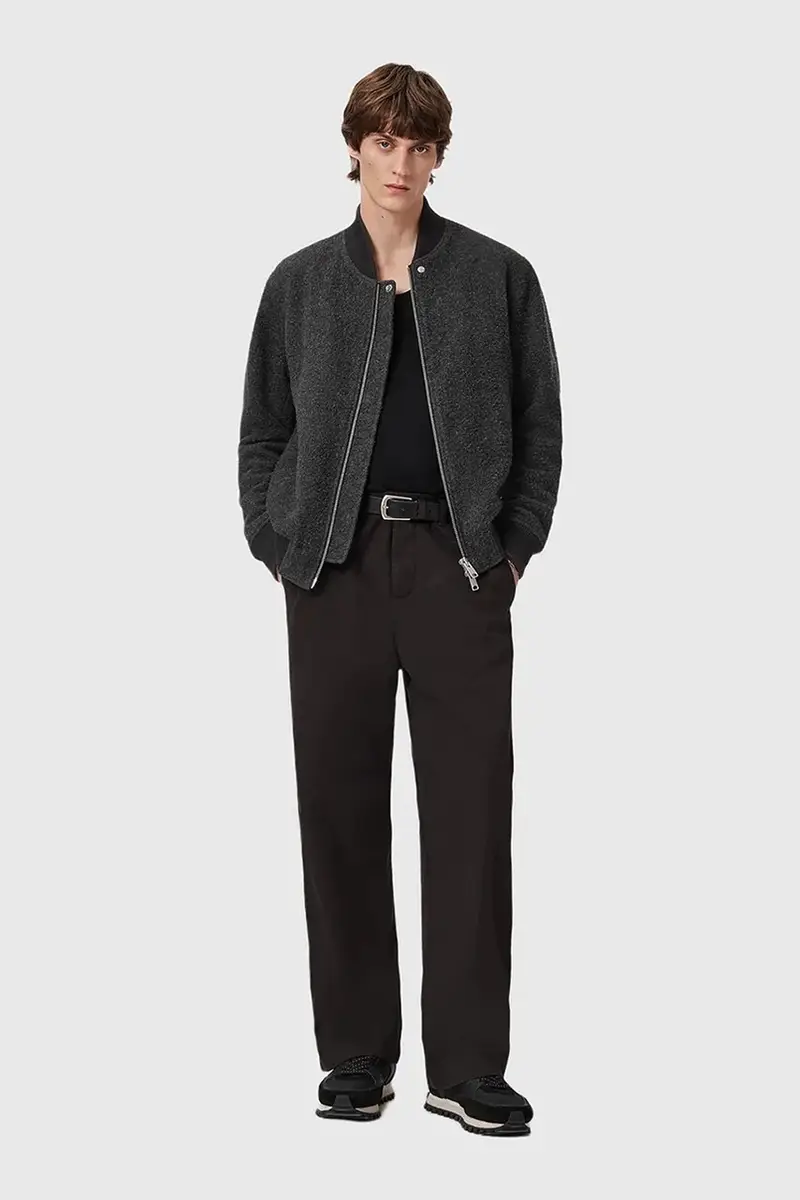 giacca bomber con lana Grigio miniatura 3