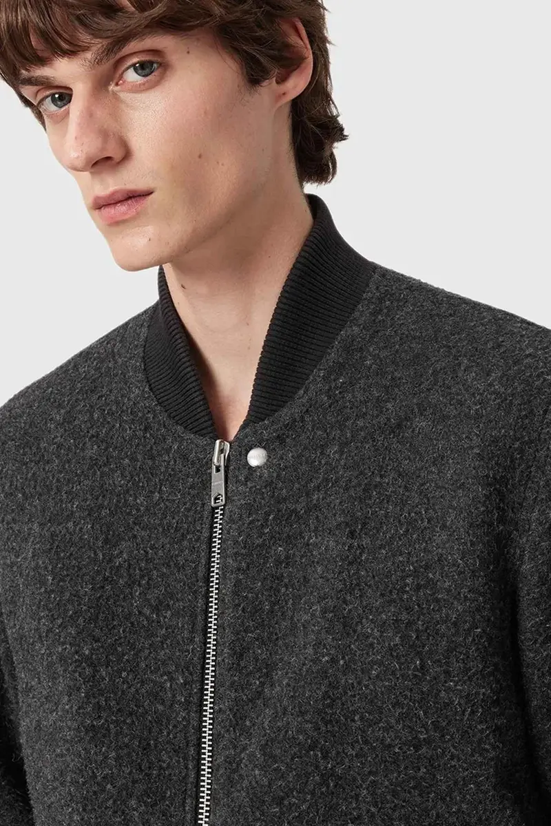 giacca bomber con lana Grigio miniatura 5