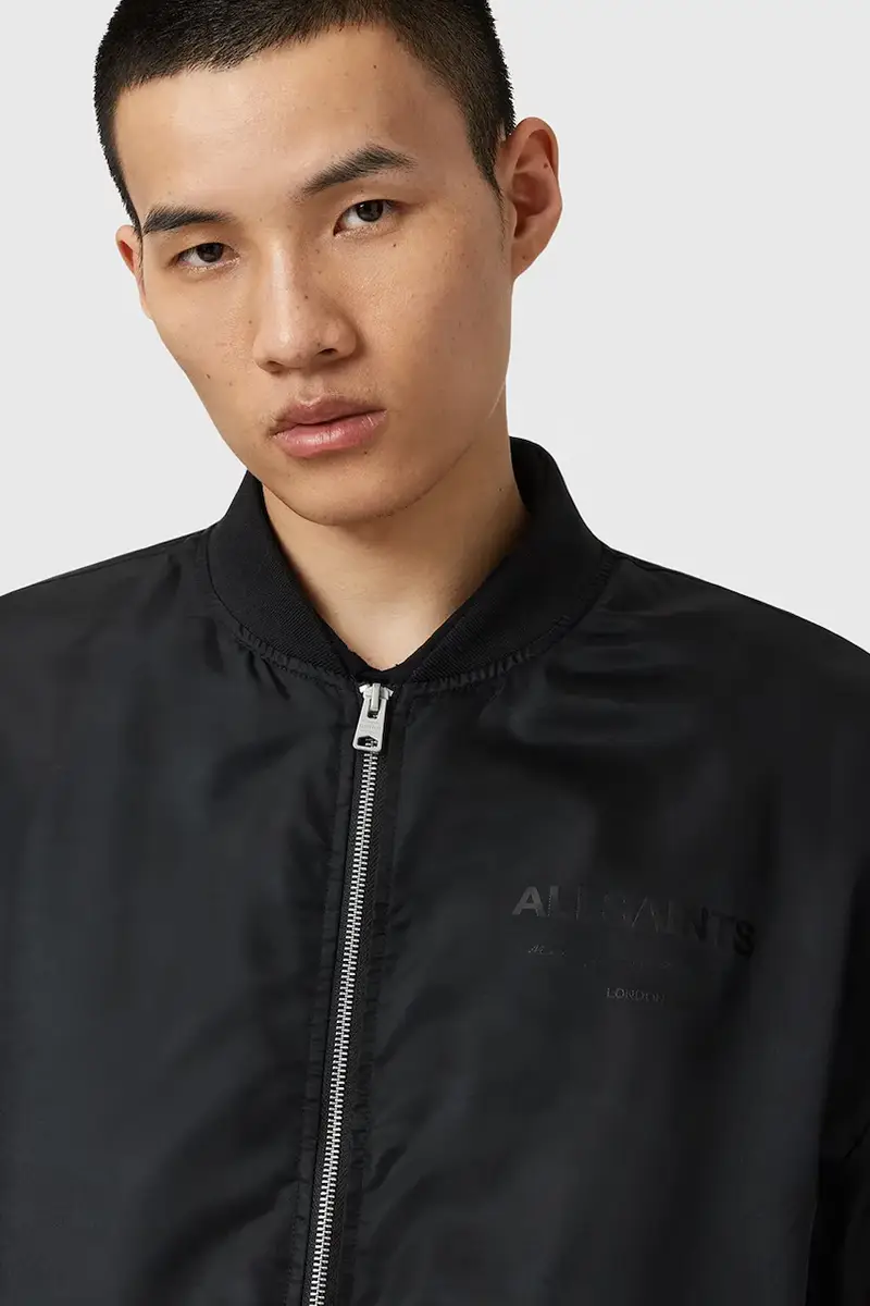 Allsaints Giacca bomber oversize nero in poliammide riciclata miniatura 2