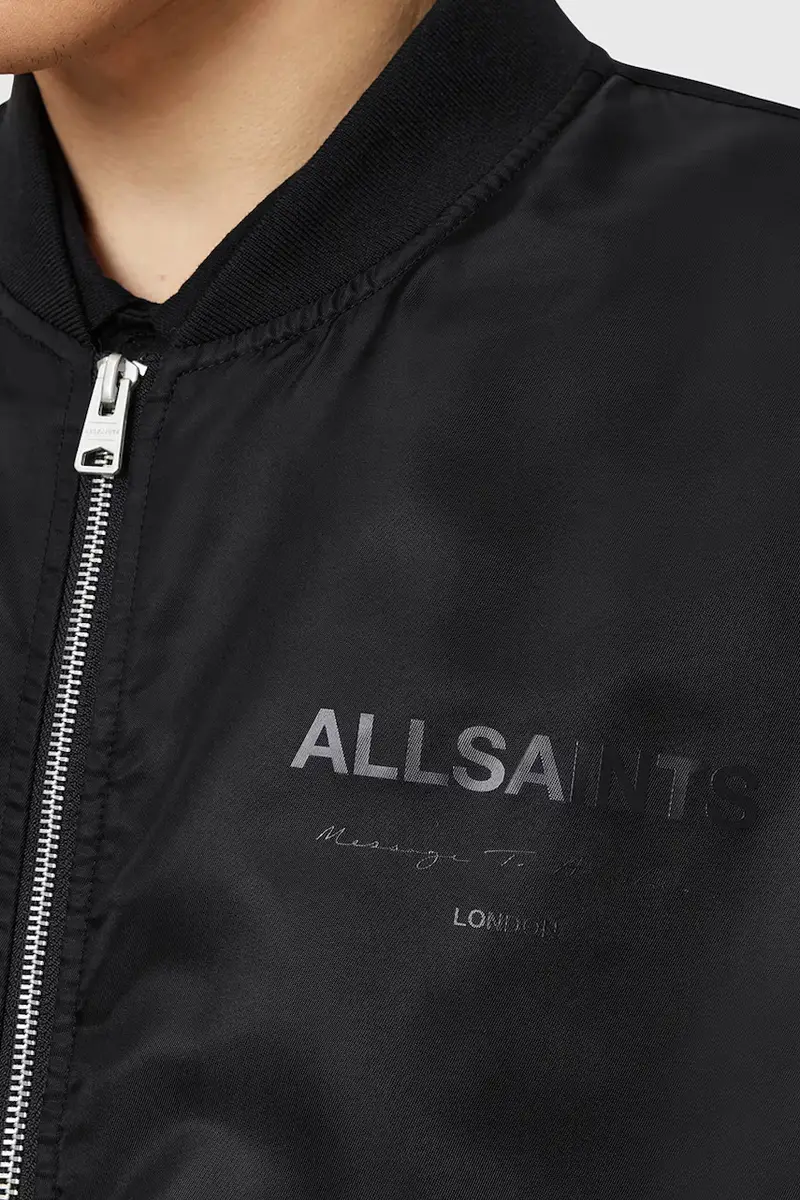 Allsaints Giacca bomber oversize nero in poliammide riciclata miniatura 3
