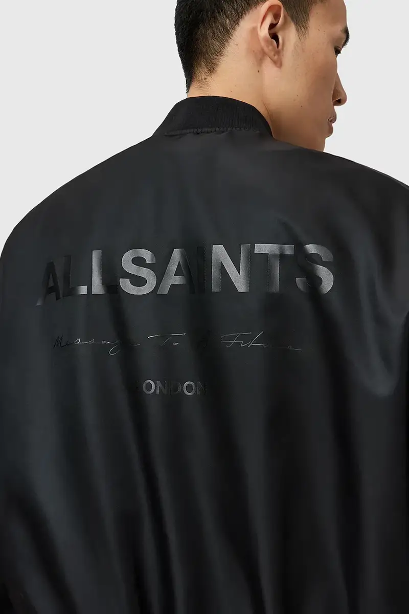 Allsaints Giacca bomber oversize nero in poliammide riciclata miniatura 4