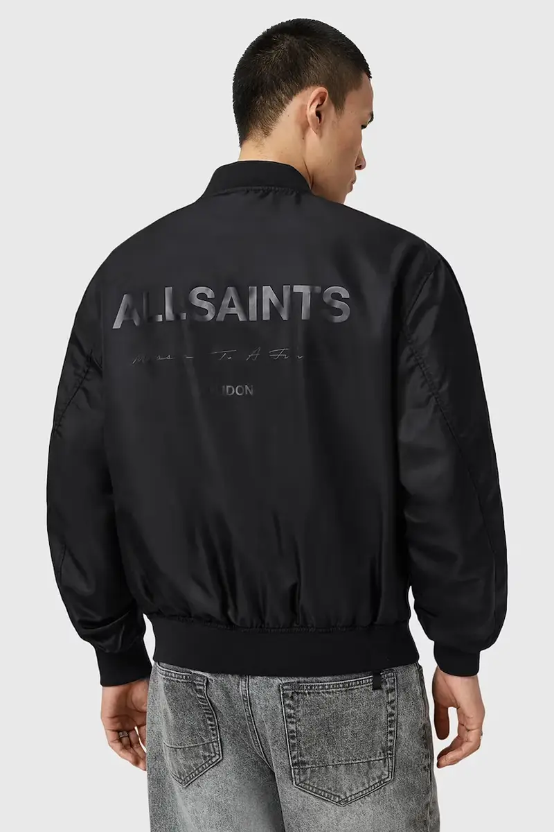 Allsaints Giacca bomber oversize nero in poliammide riciclata miniatura 5