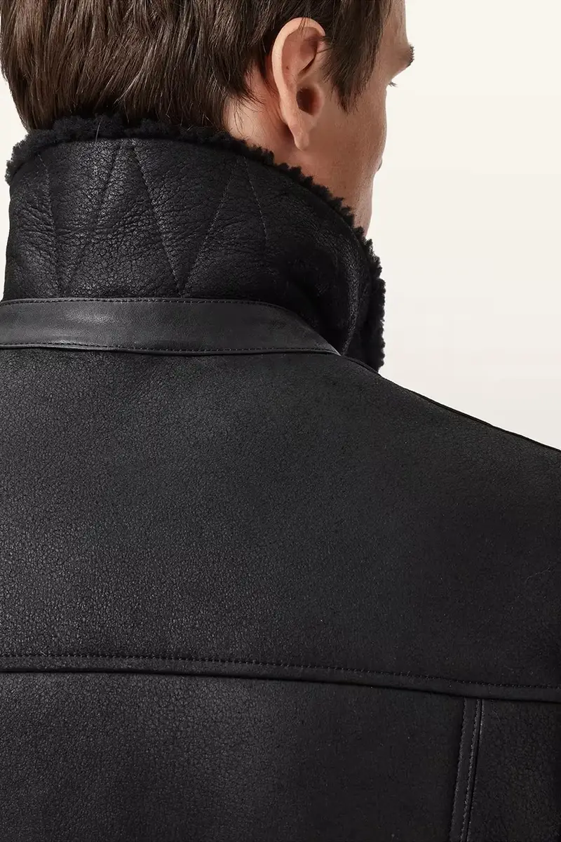 Allsaints Giacca da motociclista in pelle nera miniatura 5