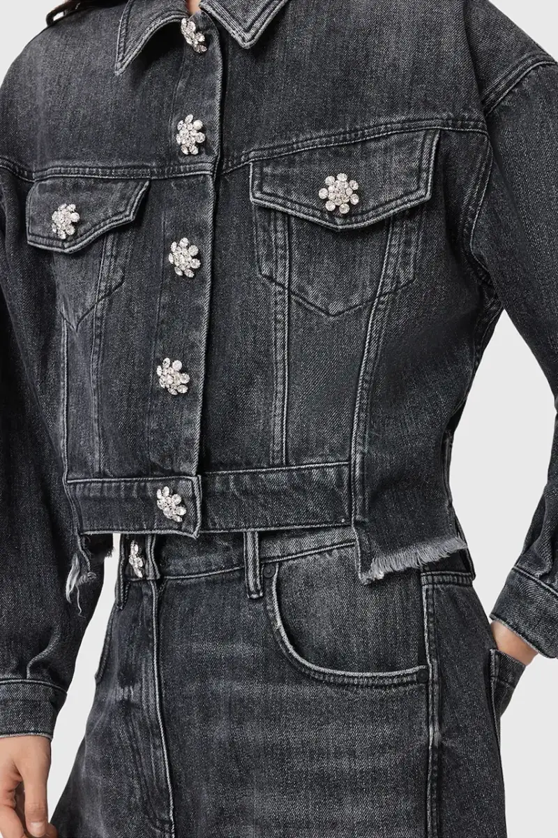 giacca di jeans BETH colore nero W033OD miniatura 3