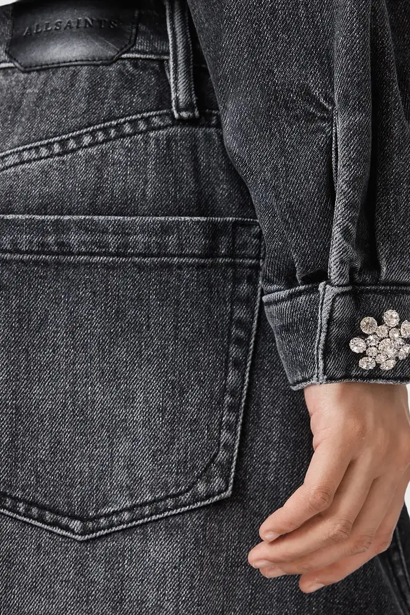 giacca di jeans BETH colore nero W033OD miniatura 4