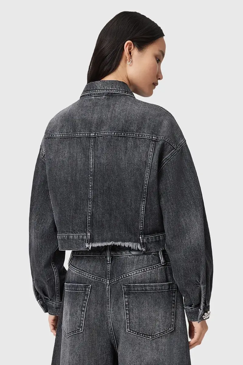 giacca di jeans BETH colore nero W033OD miniatura 5