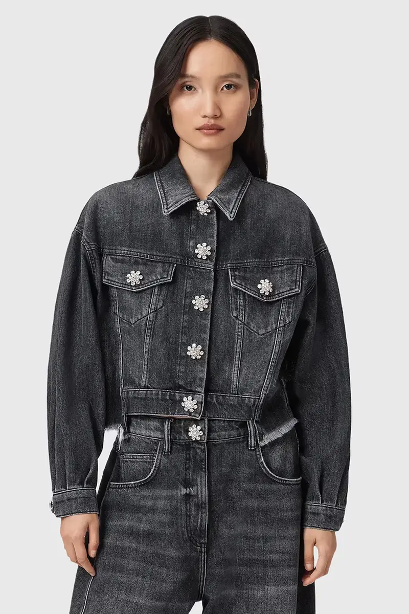 giacca di jeans BETH colore nero W033OD