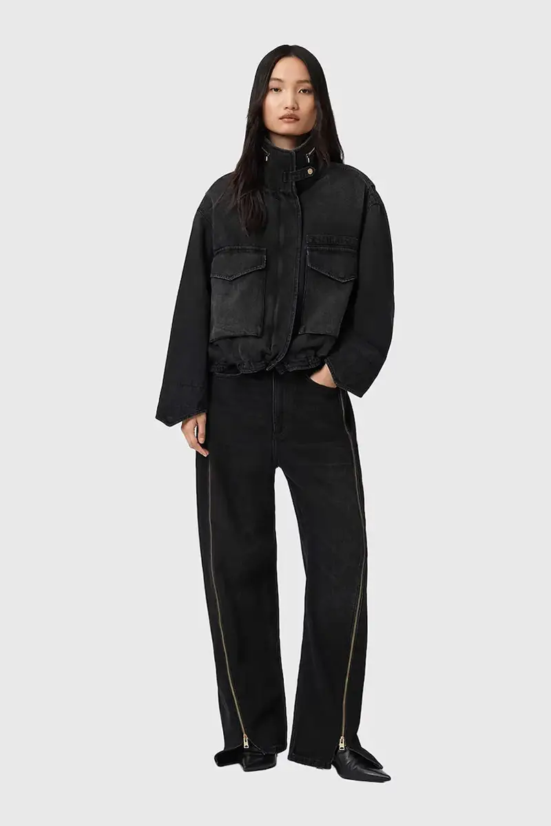 giacca di jeans CLAY colore nero W118OD miniatura 5