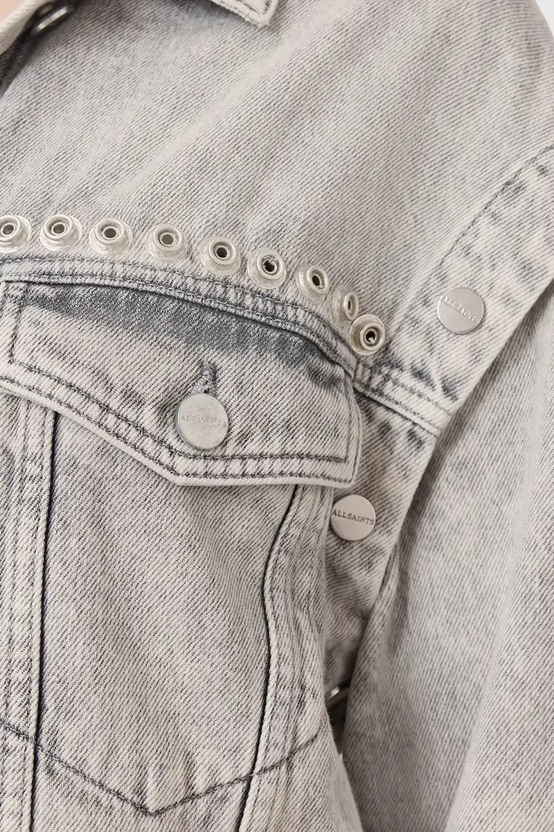 giacca di jeans in cotone CHLO colore grigio W059OC miniatura 3