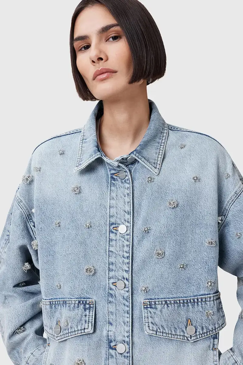 giacca di jeans in cotone HETTIE colore blu W106PC miniatura 2