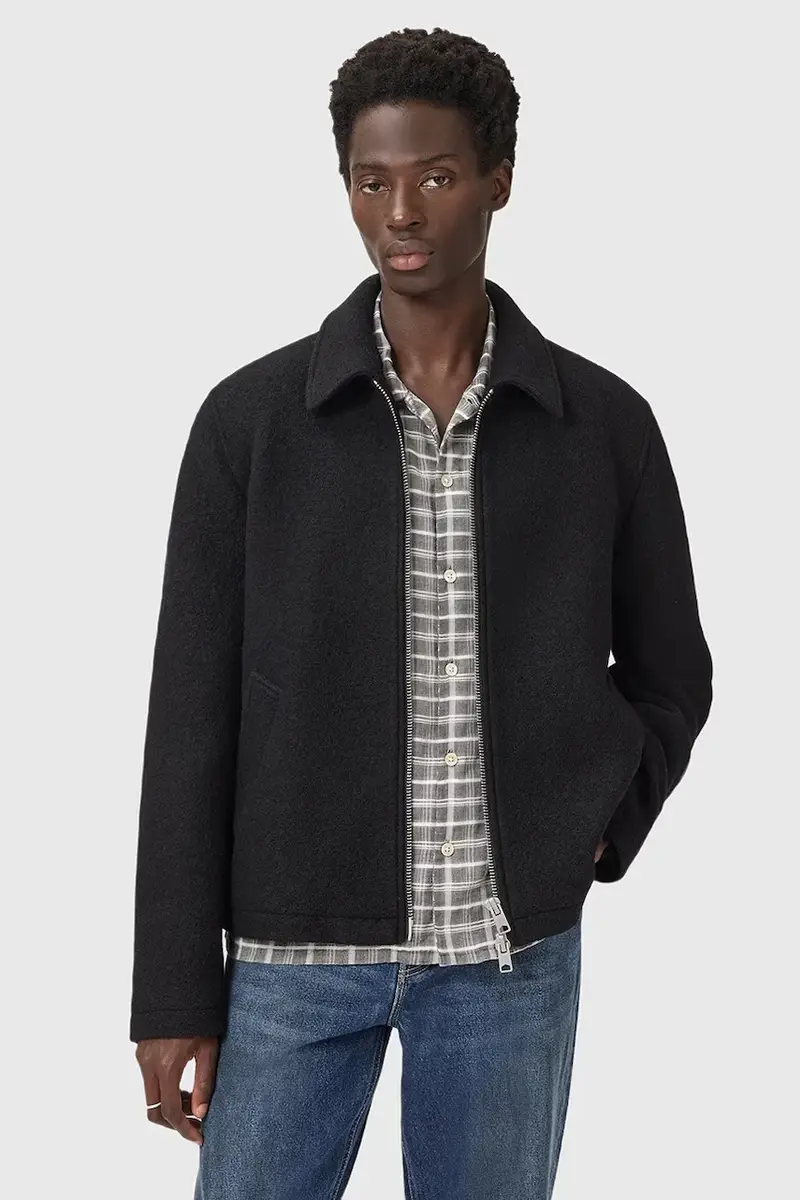 giacca in lana CELESTE colore nero M011OD