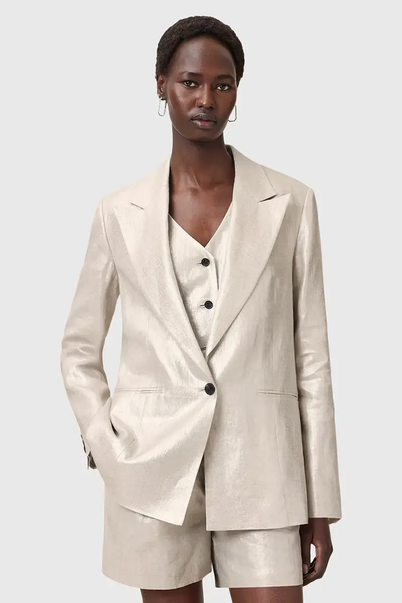 giacca in lino AVERIE colore argento W067QC