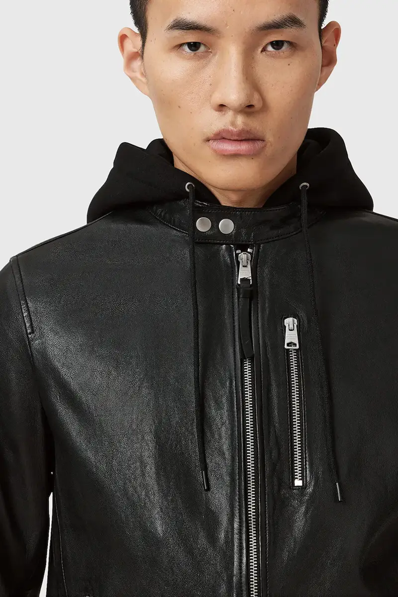 giacca in pelle ASHTON colore nero M013LD miniatura 2