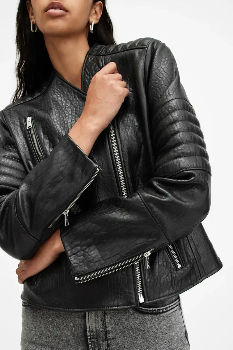 giacca in pelle CAWLEY donna colore nero W027LA miniatura 2