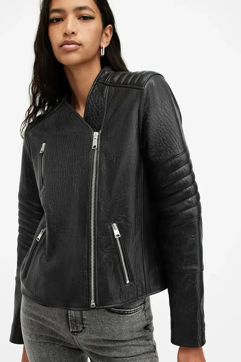 giacca in pelle CAWLEY donna colore nero W027LA miniatura 3