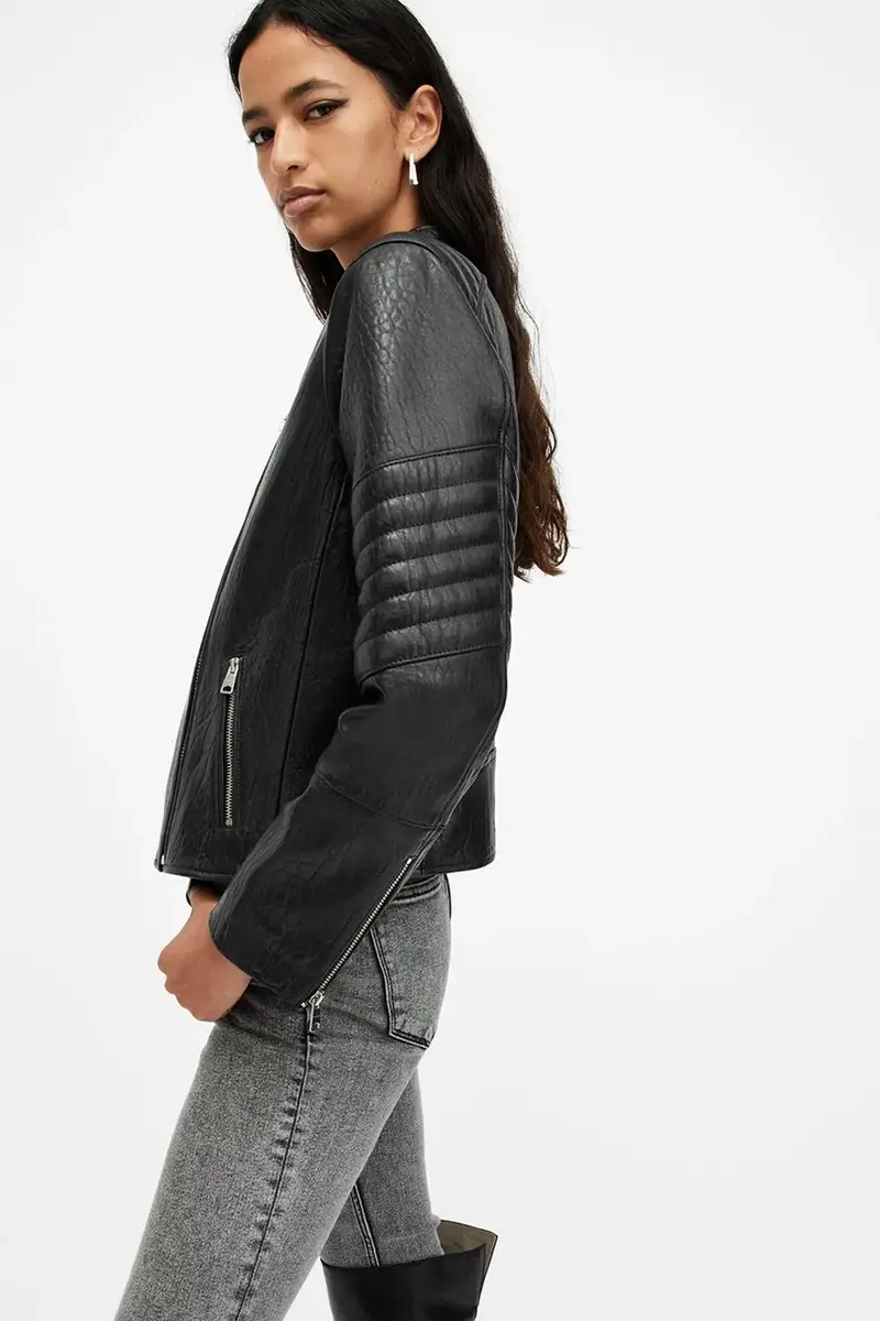 giacca in pelle CAWLEY donna colore nero W027LA miniatura 4