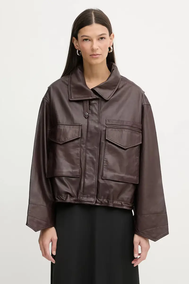 giacca in pelle CLAY Granata