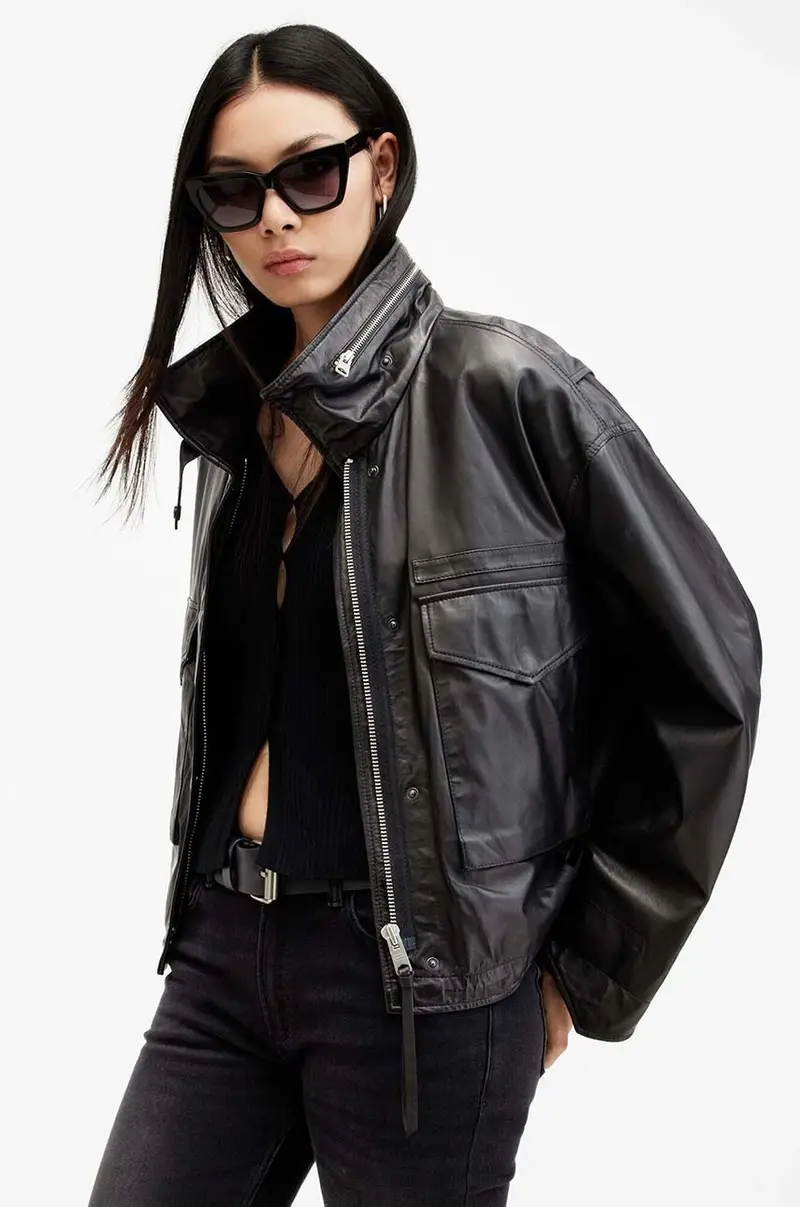 giacca in pelle CLAY JACKET donna colore nero W035LB miniatura 4