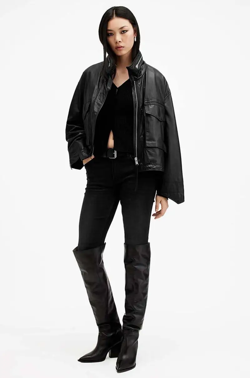 giacca in pelle CLAY JACKET donna colore nero W035LB miniatura 5