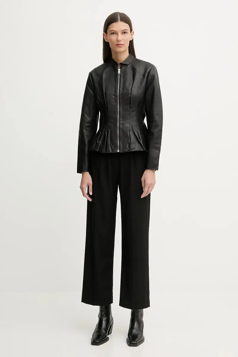 giacca in pelle CLO Nero miniatura 2