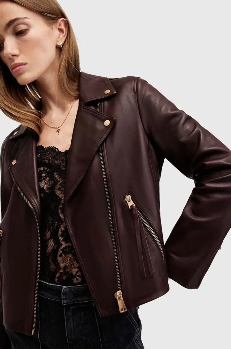 giacca in pelle DALBY BIKER donna colore granata W099LB miniatura 2