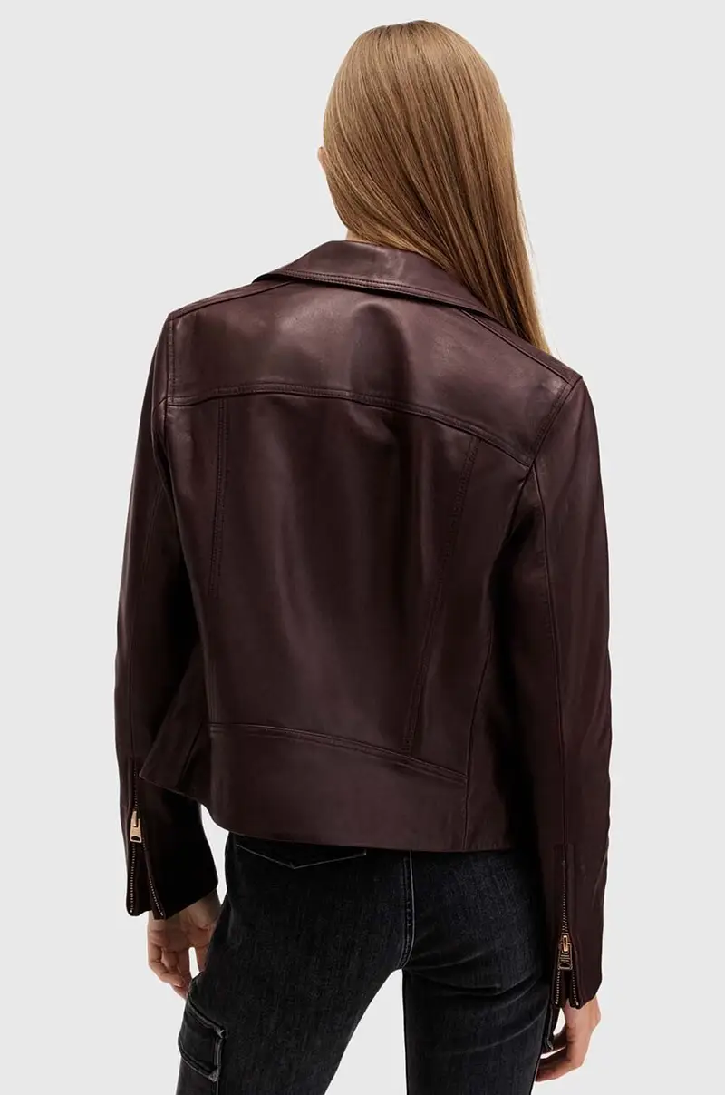 giacca in pelle DALBY BIKER donna colore granata W099LB miniatura 3