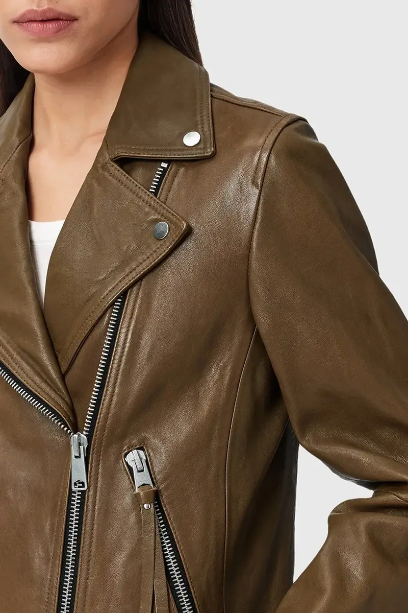 giacca in pelle DALBY BIKER donna colore granata W099LB Marrone miniatura 2