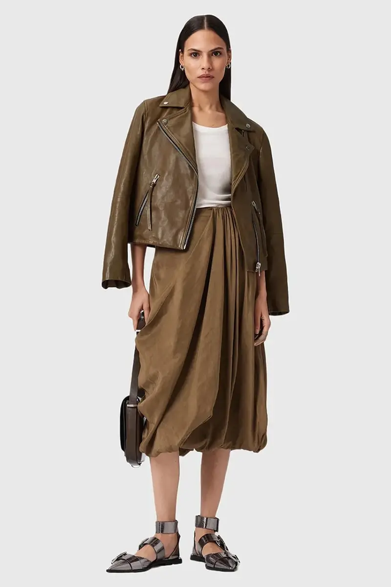 giacca in pelle DALBY BIKER donna colore granata W099LB Marrone miniatura 5