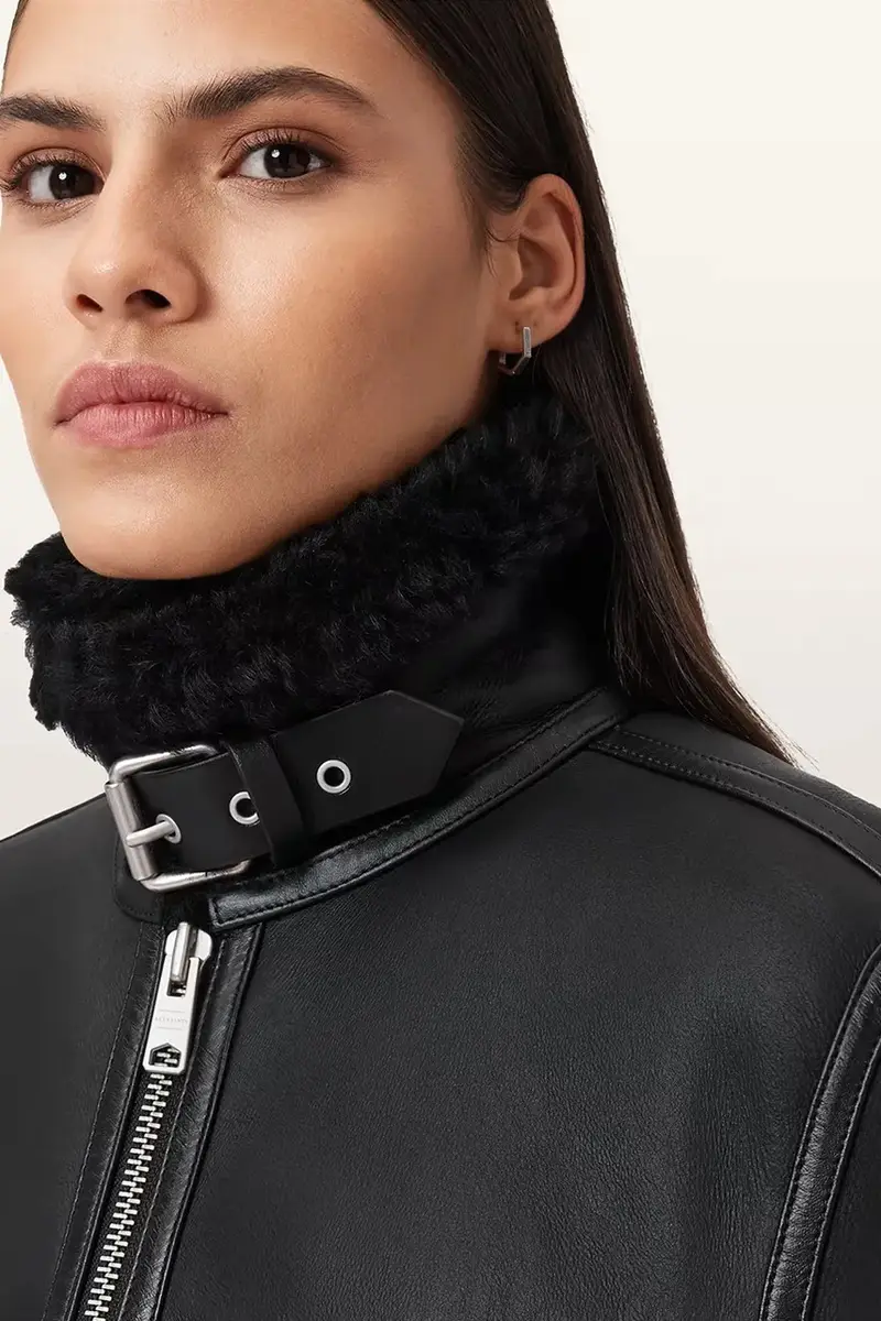 giacca in pelle LOREL Nero miniatura 4