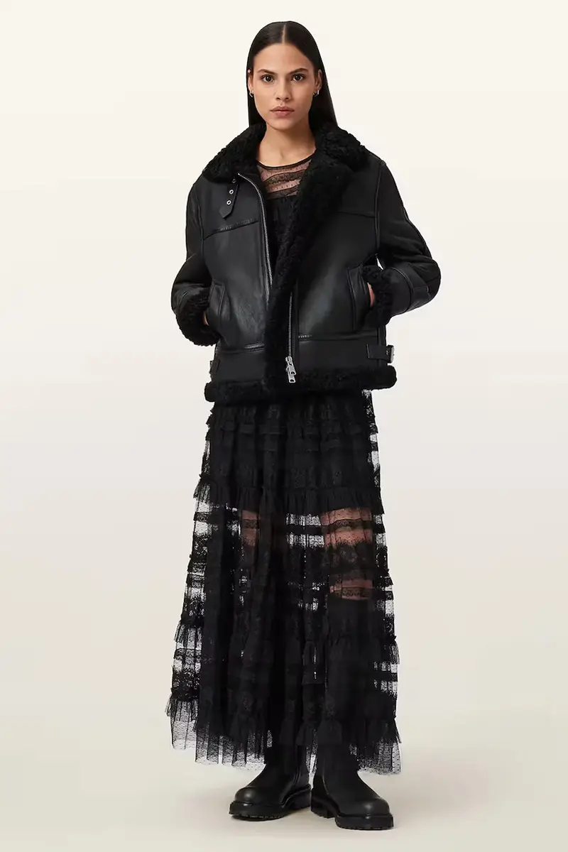 giacca in pelle LOREL Nero miniatura 5