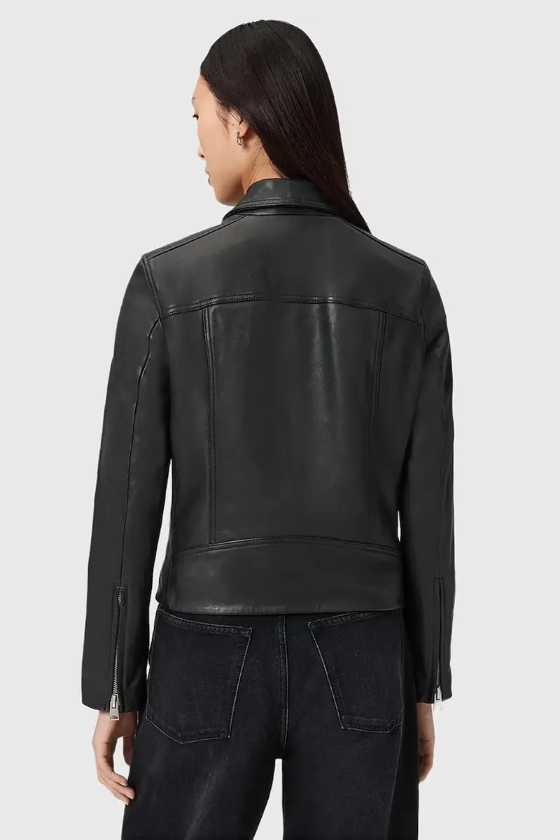 giacca in pelle Nero miniatura 2