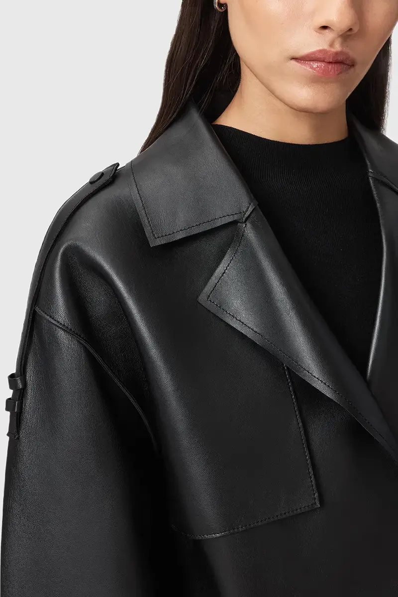 giacca in pelle OPHELIA donna colore verde W045LB Nero miniatura 2