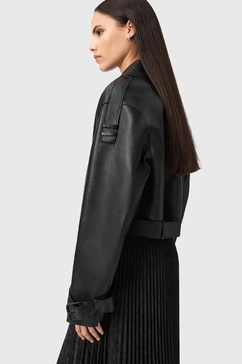 giacca in pelle OPHELIA donna colore verde W045LB Nero miniatura 5