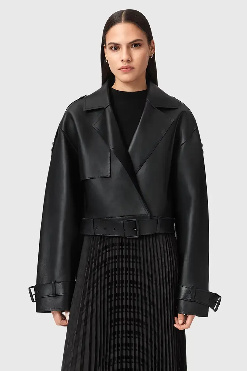 giacca in pelle OPHELIA donna colore verde W045LB Nero