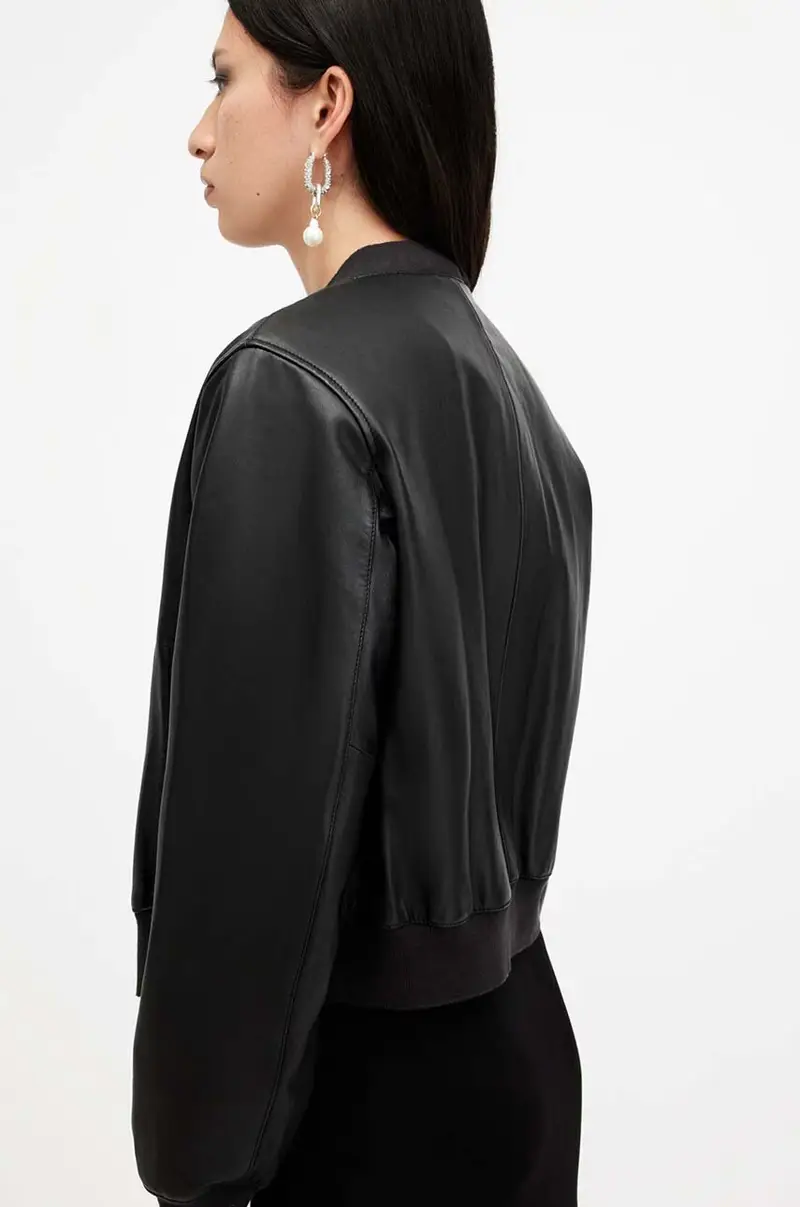 giacca in pelle ORTEN BOMBER JACKET donna colore nero W072LB miniatura 4