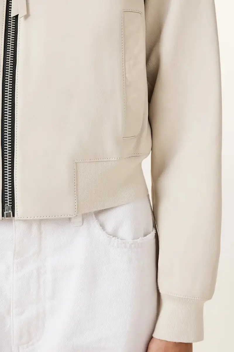 giacca in pelle ORTEN BOMBER JACKET donna colore nero W072LB Bianco miniatura 3